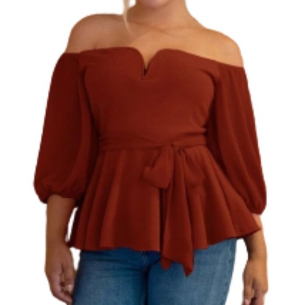 Sweatheart Neckline Peplum Top Blouse 0X Fits14-16 New